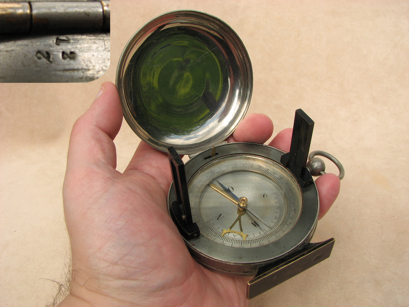 Early 20th century full hunter cased pocket compass & clinometer